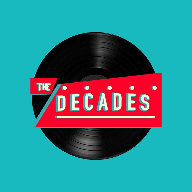 The Decades original red and turquoise vinyl record logo